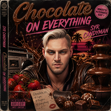Chocolate On Everything Alternate Edit 1 Album Cover with SYR Candyman surrounded by chocolate