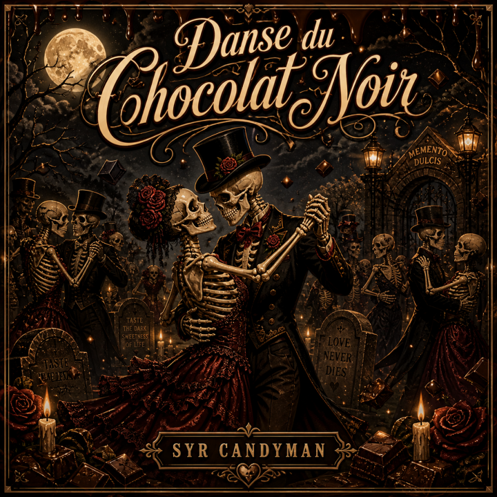 Danse du Chocolat Noir album art - dancing skeletons in the graveyard
