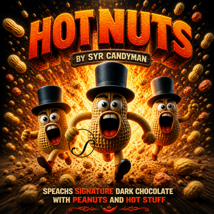 Hot Nuts Album Cover - screaming cartoon peanuts running from a hot explosion