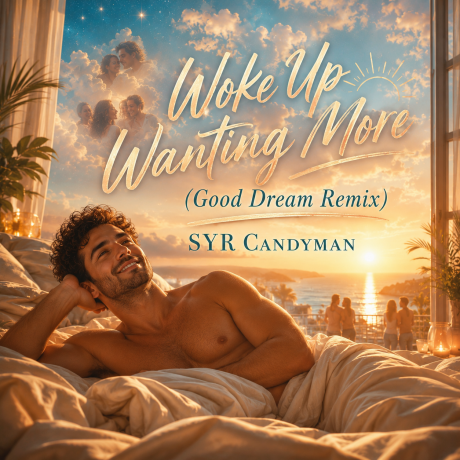 Woke Up Wanting More Good Dream Remix album cover man lying in bed thinking about a dream