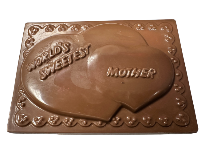 chocolate bar with World's Sweetest Mother in hearts