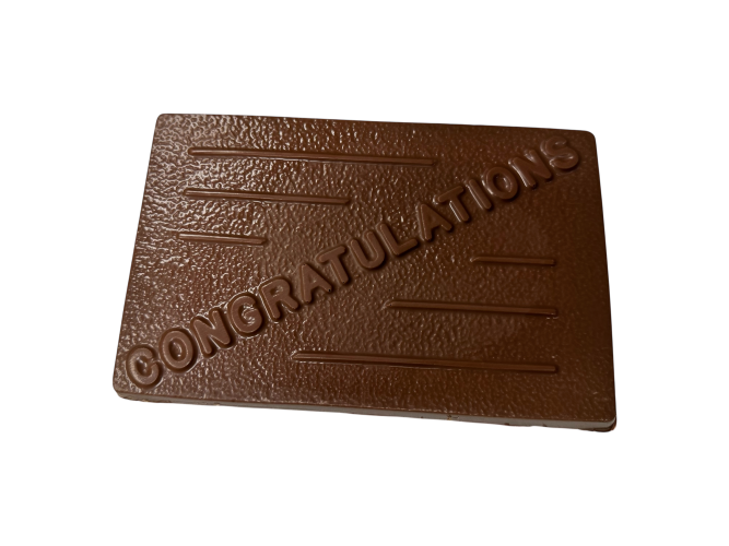 Congratulations on chocolate bar with lines