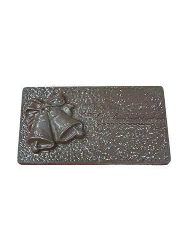 Happy Anniversary on chocolate card with wedding bells