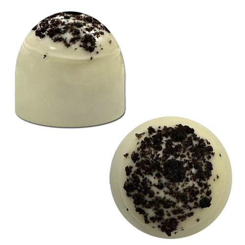 Top view and side view of a Cookies & Cream Truffle