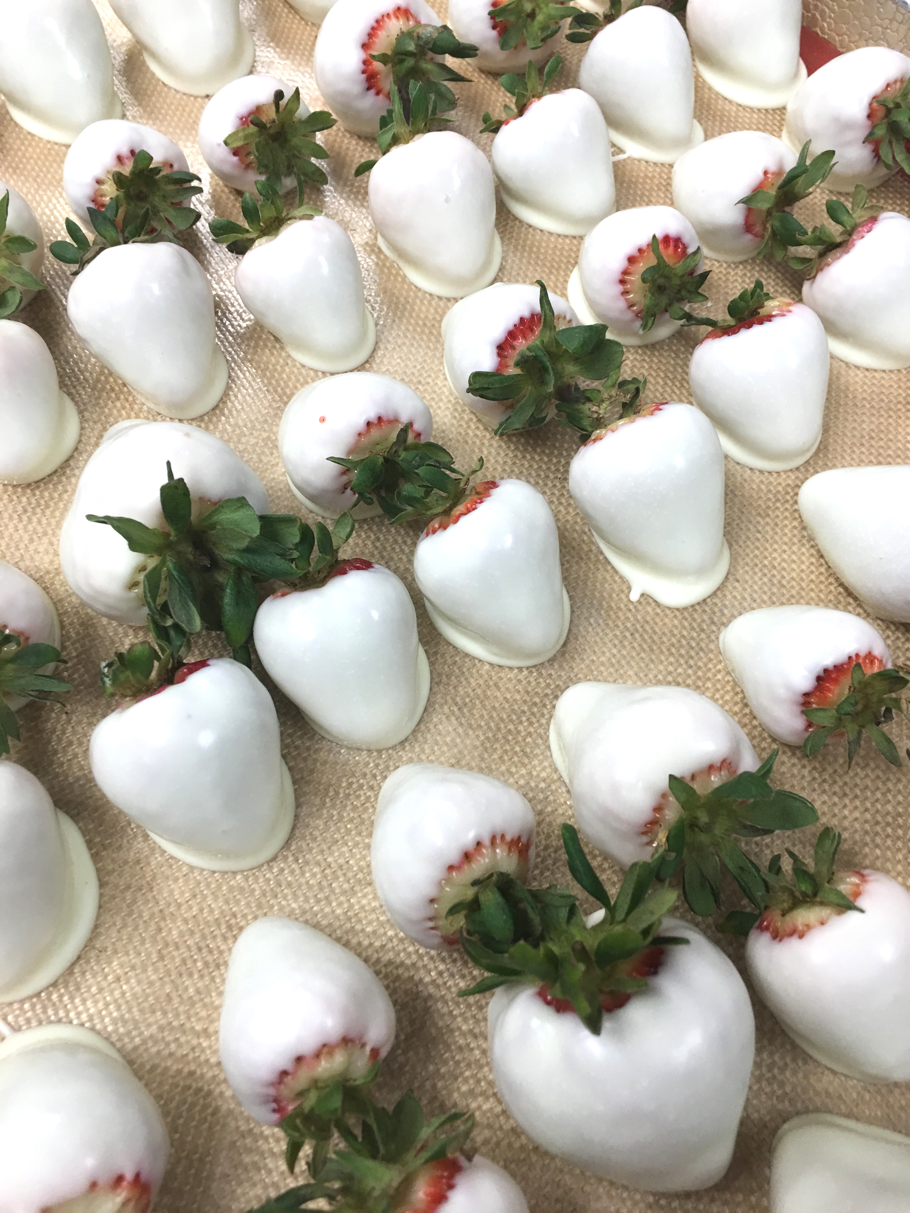strawberries white on tray