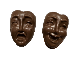 chocolate comedy and tradegy shaped masks