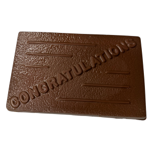 Congratulations on chocolate bar with lines