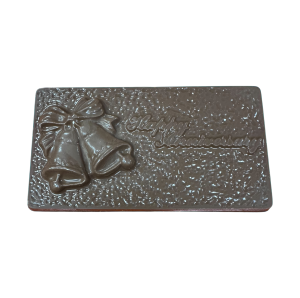 Happy Anniversary on chocolate card with wedding bells
