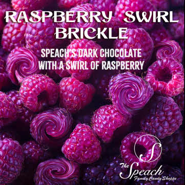 Raspberry Swirl Brickle label - purple and pink fresh raspberries